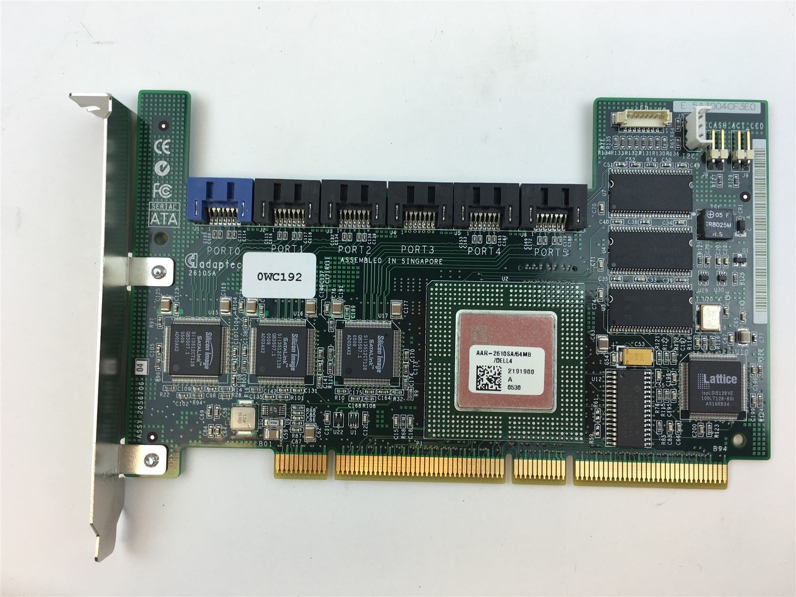 Dell Adaptec 2610SA 64MB 6 Channel PCI-X RAID SATA Controller Card WC192 0WC192