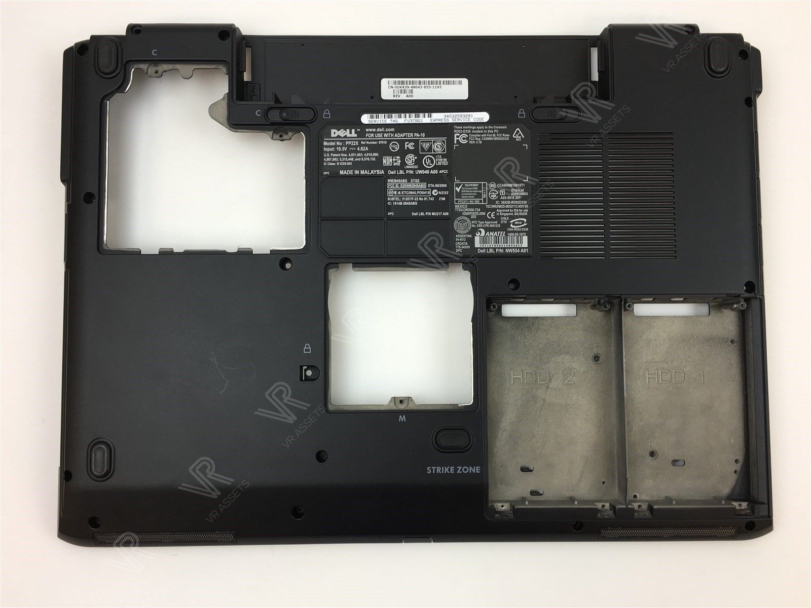 Dell Inspiron 1720 Laptop Bottom Case Cover Base Black Housing RT014 0RT014