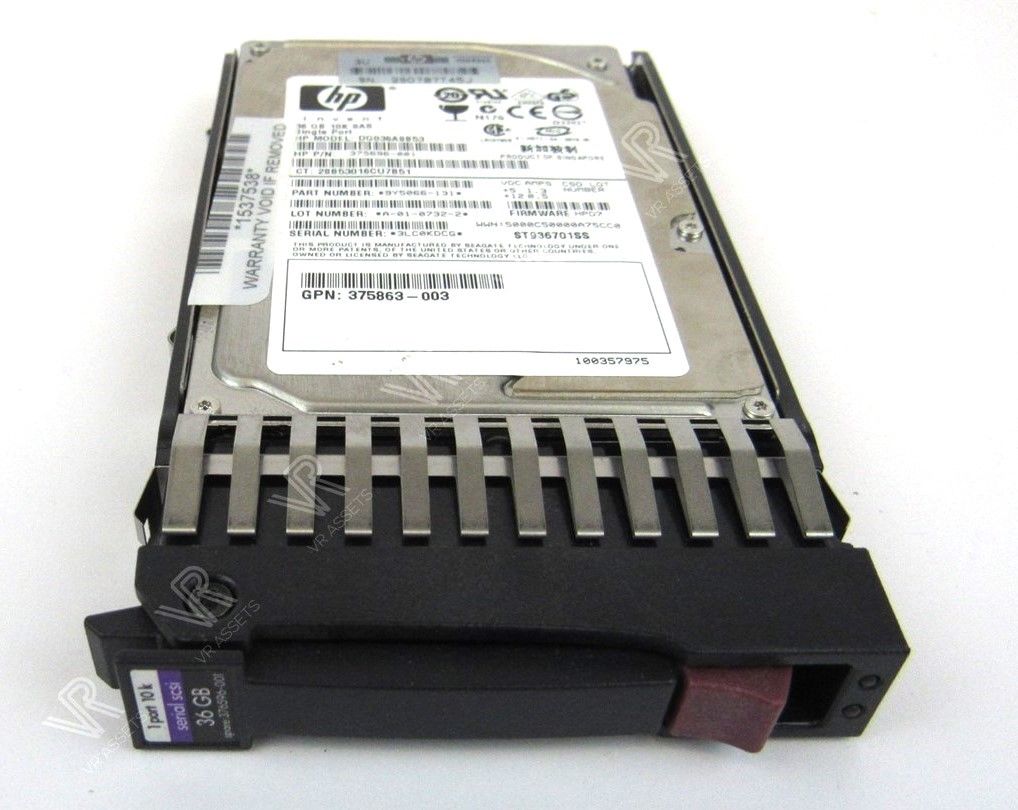 HP 36GB 10K RPM 2.5" SAS Hard Drive DG036A8B53 375696-001 9Y5066-131