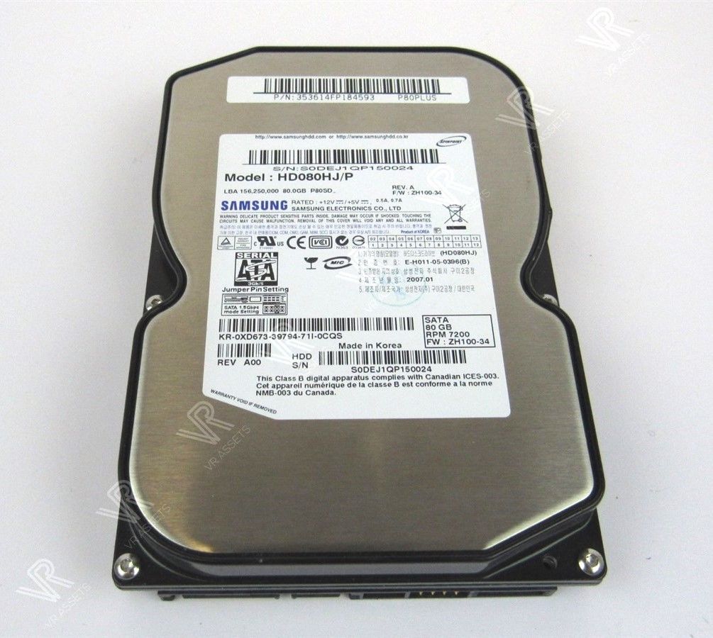 Dell Samsung XD673 80GB 7.2K RPM SATA Hard Drive 3.5" HD080HJ/P XD673 0XD673