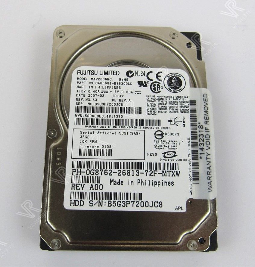 Fujitsu MAY2036RC 36GB Internal Hard Drive 10000RPM 2.5" CA06681-B76300LD G8768