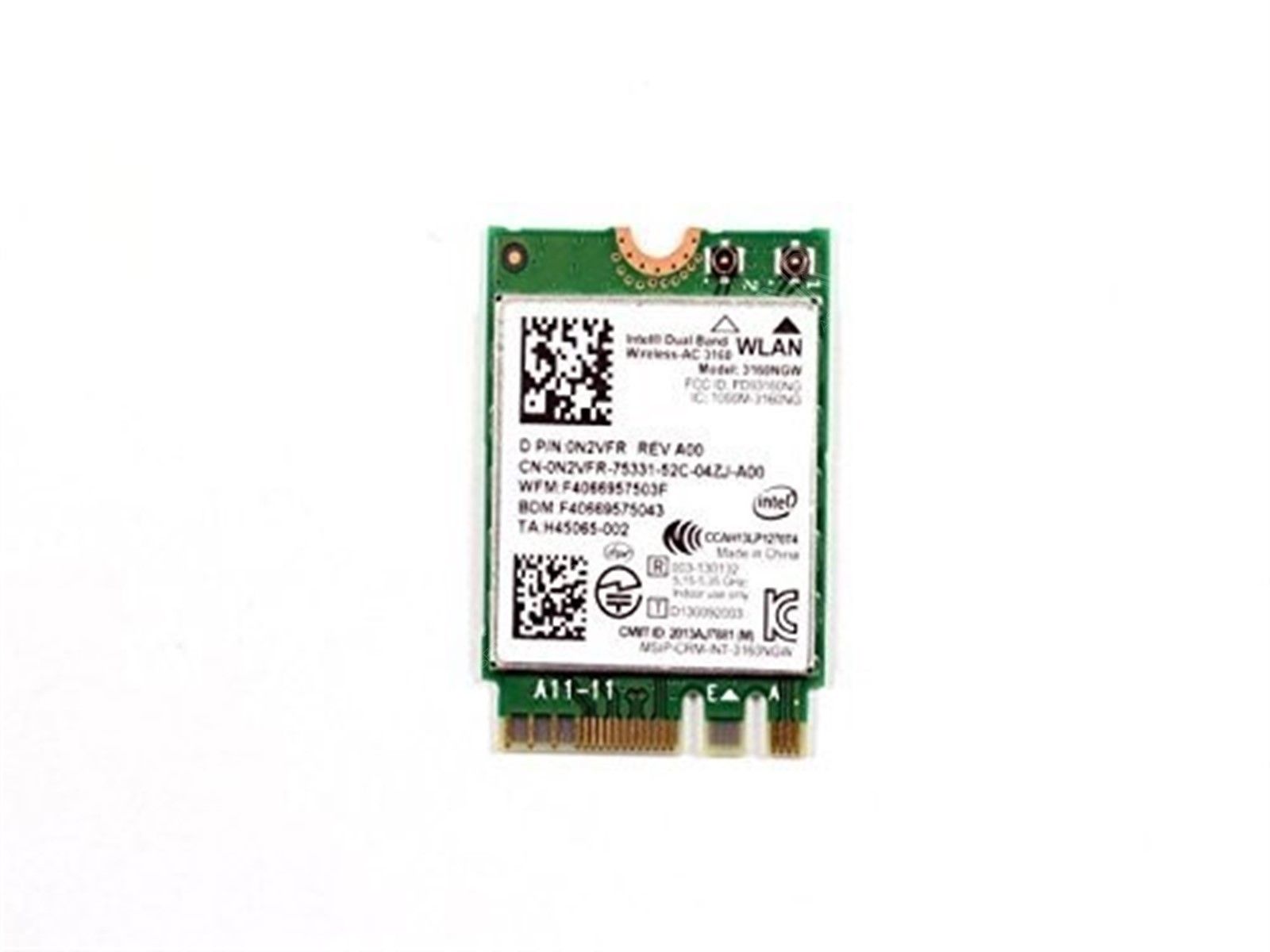 OEM Dell Intel Dual Band Wireless-AC 3160 Wifi & Bluetooth Card 0N2VFR N2VFR