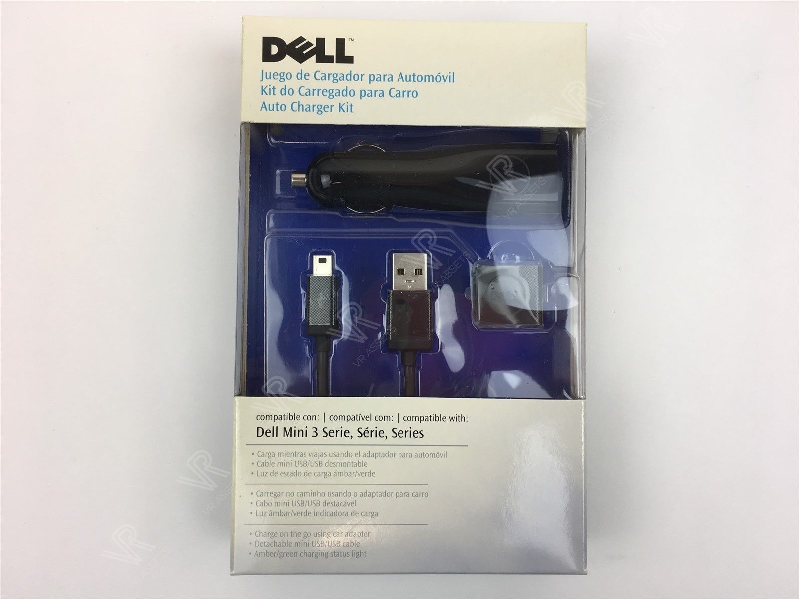 Dell Mini 3 Series Mini USB Cable w/Car Charger DC Power Adapter CH210 795J4 NEW