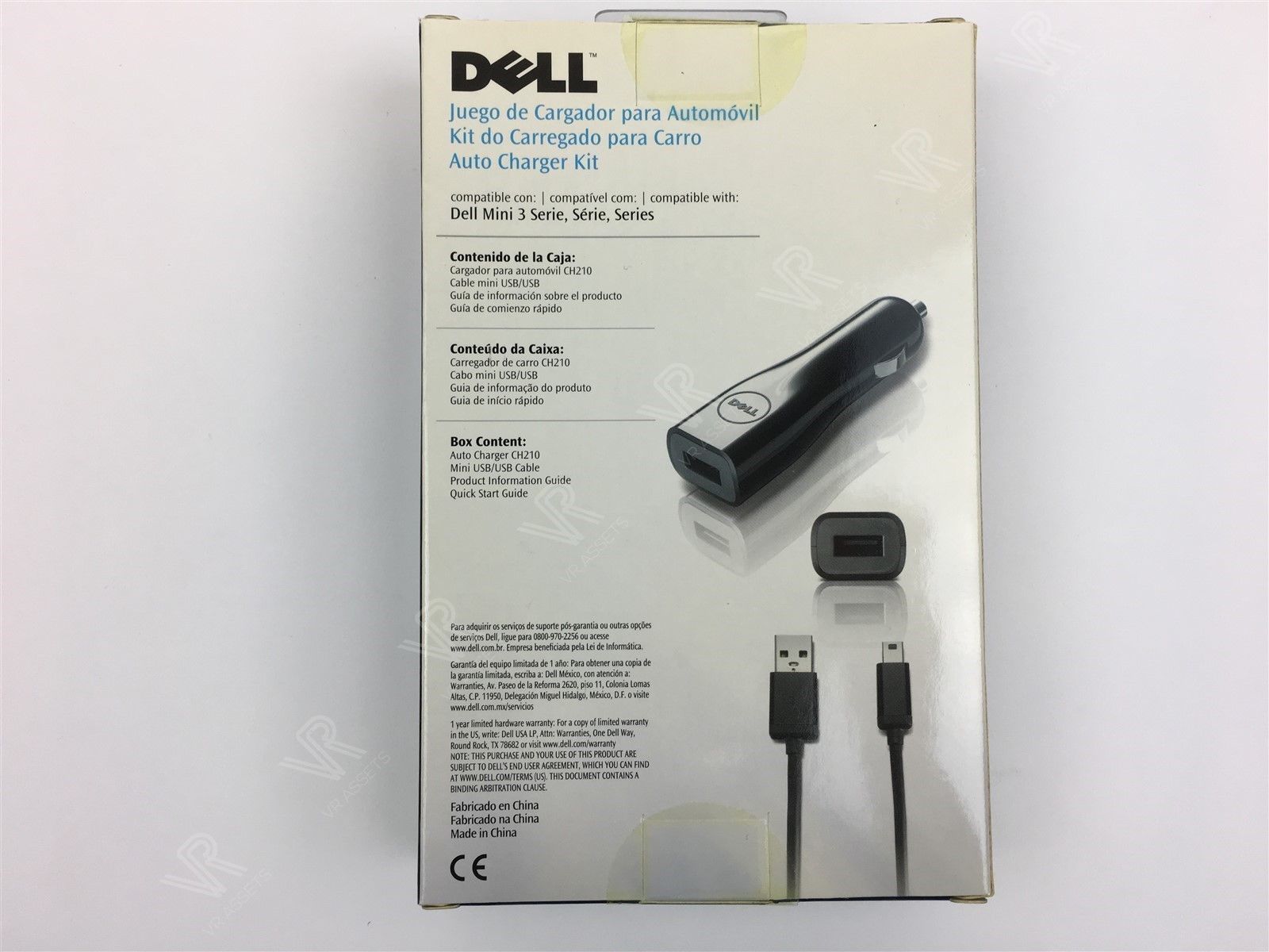 Dell Mini 3 Series Mini USB Cable w/Car Charger DC Power Adapter CH210 795J4 NEW