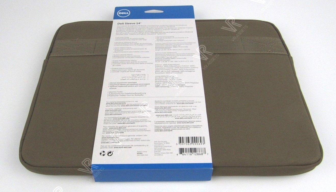 Genuine Dell Faux Suede Sleeve For 14" Inspiron Laptop Bag RFHW4 0RFHW4 New