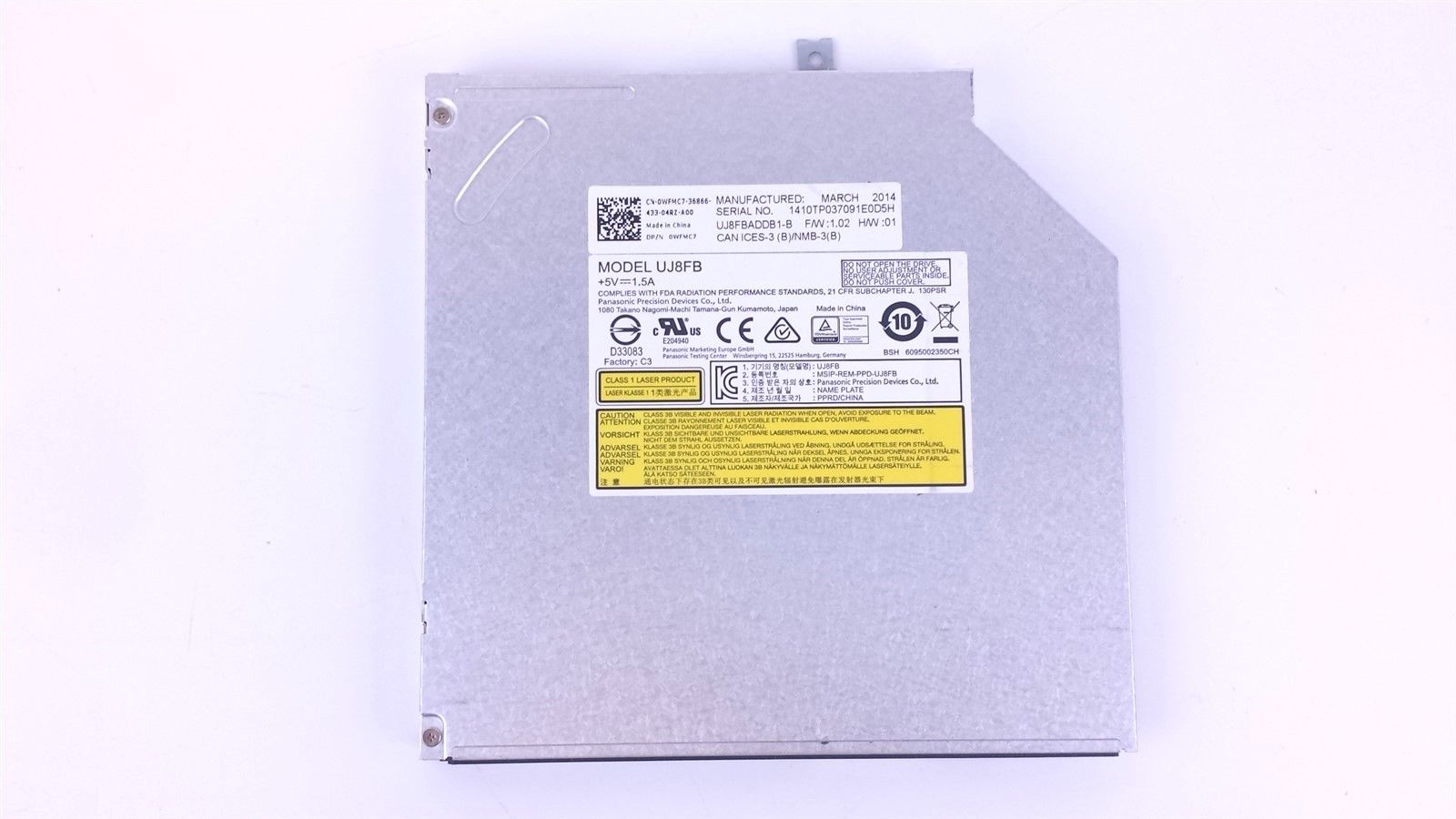 Genuine Dell Precision M4800 DVD Burner Drive WFMC7 0WFMC7