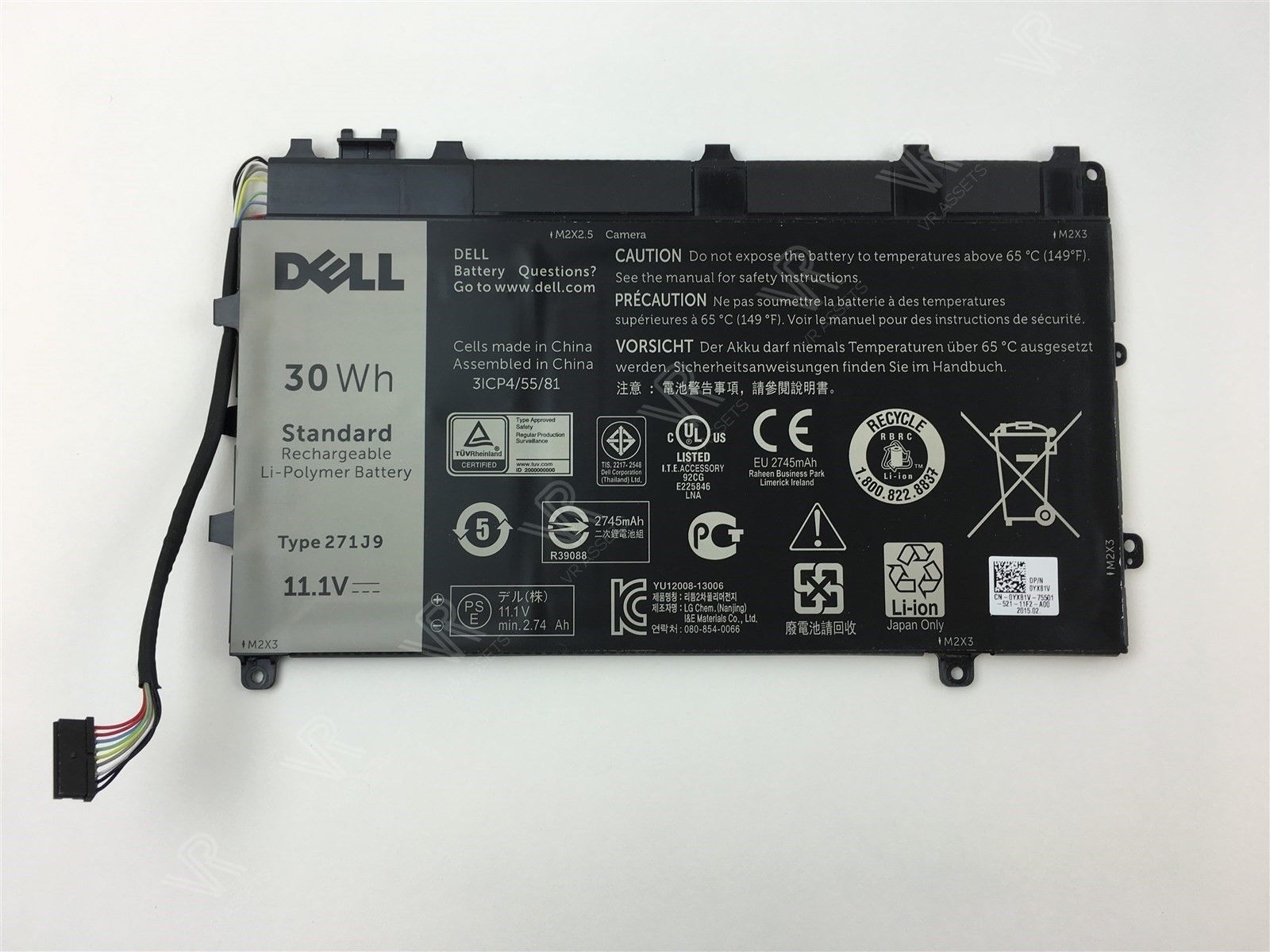 Dell Latitude 13 7000 11.1V 30Wh 3 Cell Laptop Battery YX81V 0YX81V 271J9