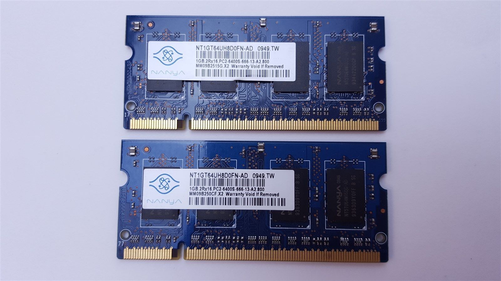 Nanya 2GB (2 x 1GB) PC2-6400S DDR2 800MHz 200 pin So-Dimm Laptop Memory