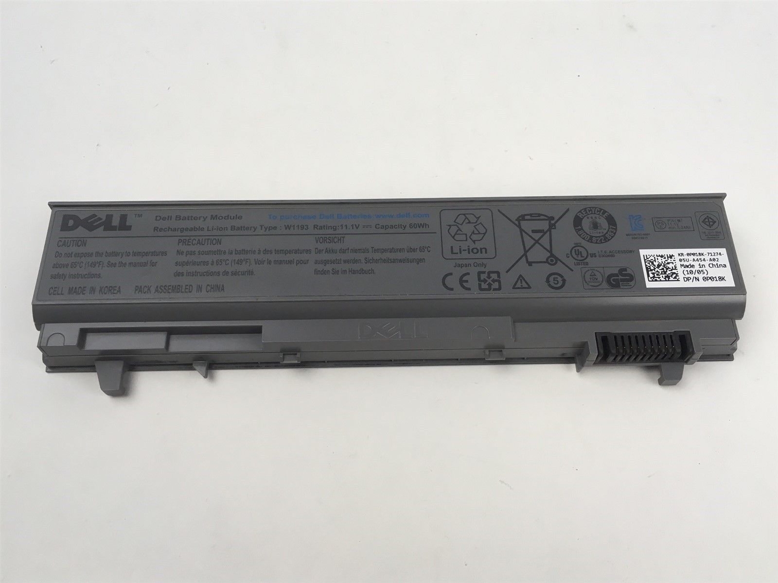 Dell Latitude E6400 E6500 60Wh 11.1V OEM Genuine Laptop Battery P018K 0P018K
