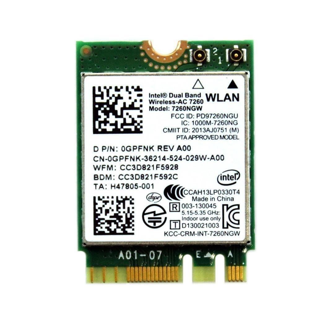 Intel Wireless 802.11AC WiFi Bluetooth 4.0 WLAN Card 7260NGW Dell GPFNK 0GPFNK